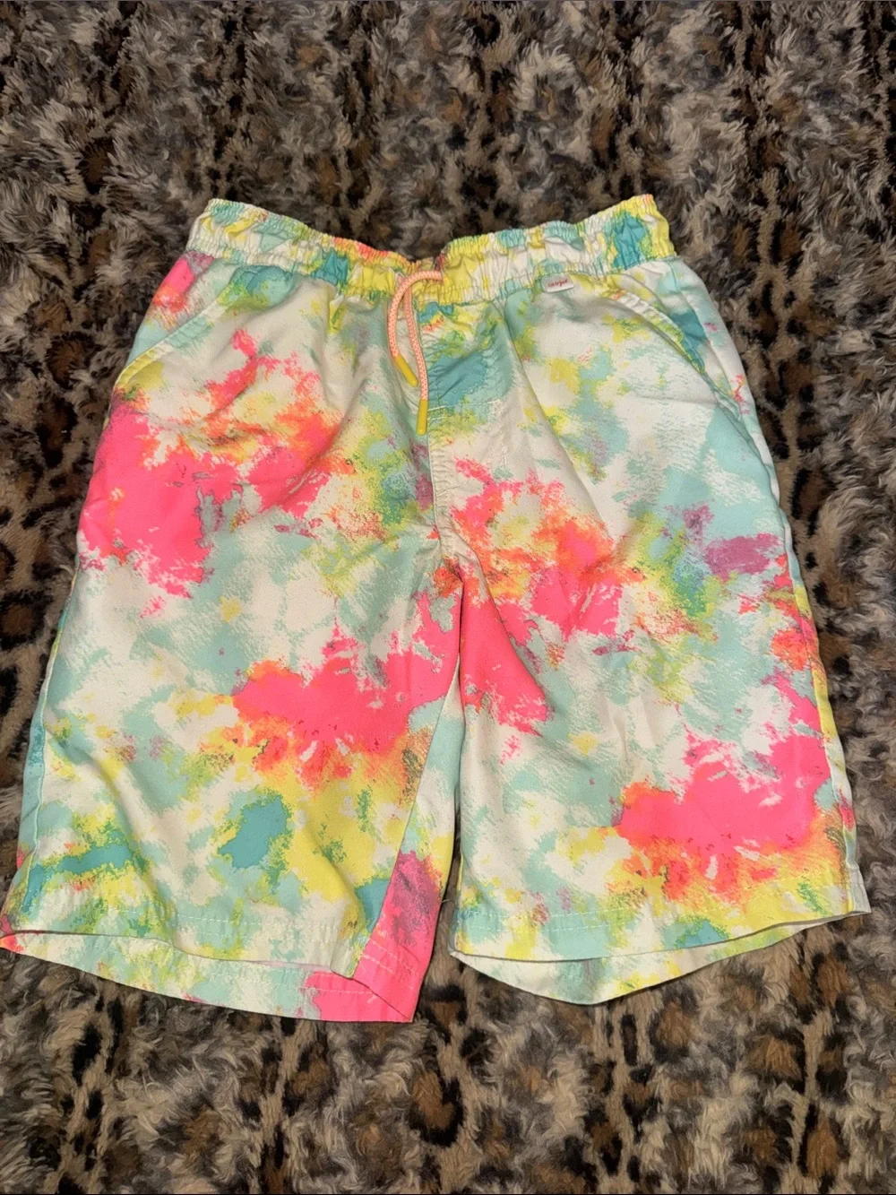 Kids Swim Trunks - Multicolor Tie-Dye Print
